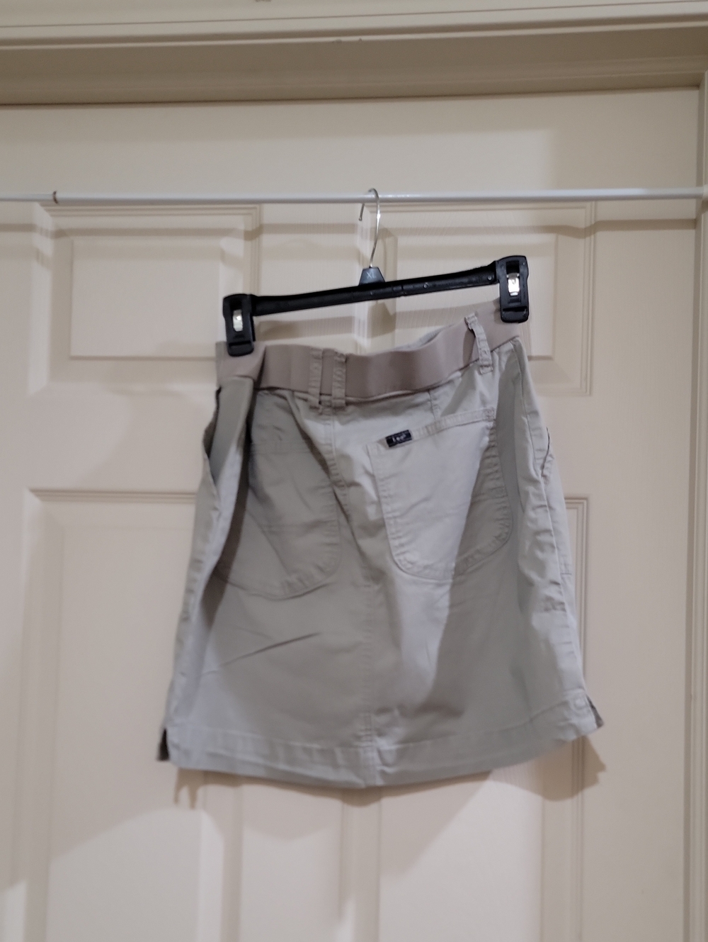 Light Beige Khaki Casual Skort with Belt Loop Detail